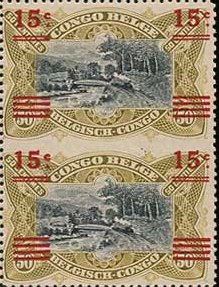 Belgian Congo Belge 50c Mols train on bridge